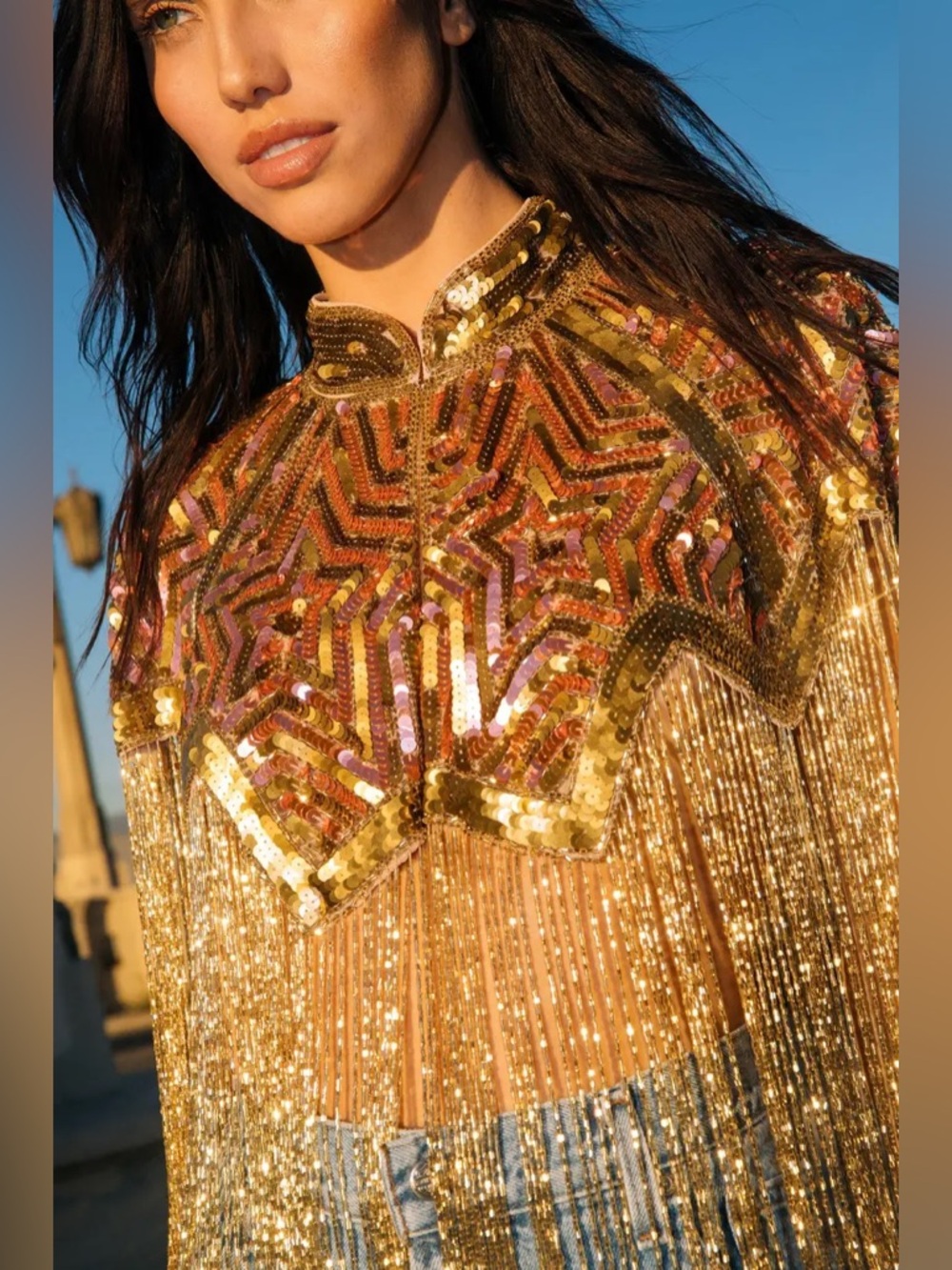 Nasty Gal star tasseled beaded cape - Picture 5 of 12